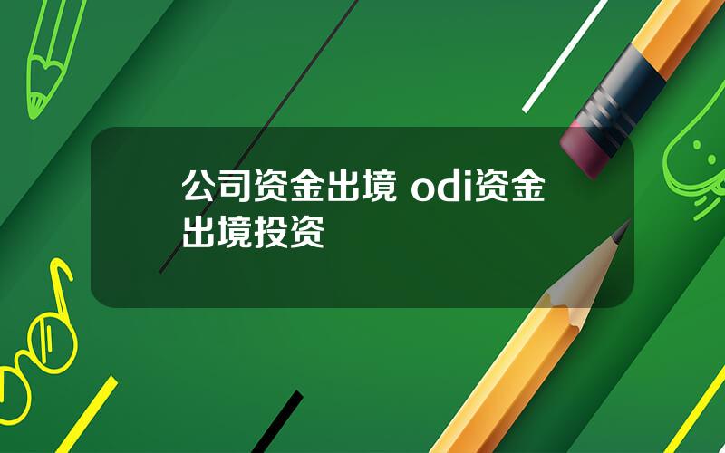 公司资金出境 odi资金出境投资